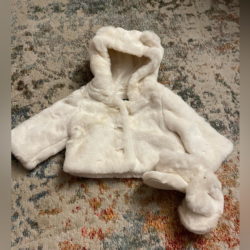 Girls Faux Fur Sweater with Matching Booties